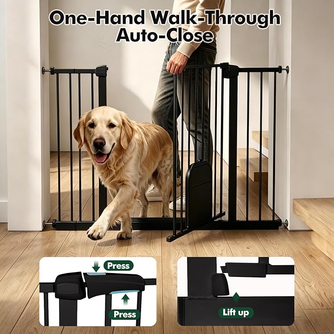 Metal Pet Gate with Cat Door, Adjustable Dog Gate - Image 5