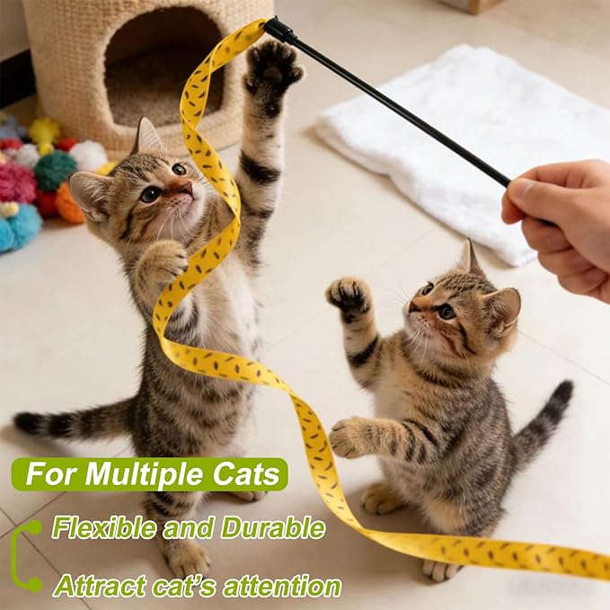 Interactive Cat Toy Wand, Cat Teaser Wand Rainbow String - Image 2