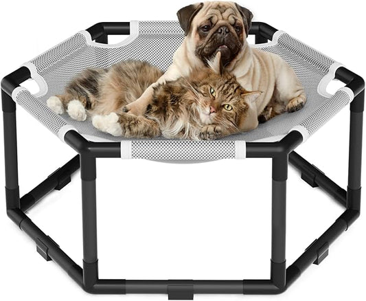 Tresbro Elevated Cat Hammock Bed, Hexagon Raised Cat Swing Bed by Tresbro