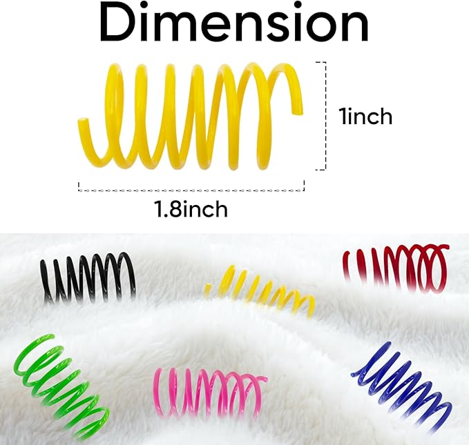 6Colors Plastic Spring Cat Toys, 90 Pack Spiral Springs - Image 2