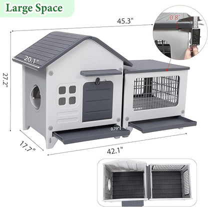 Rabbit Hutch Outdoor Indoor Plastic Waterproof Bunny Cage Enclosure Chew-Proof - Image 6
