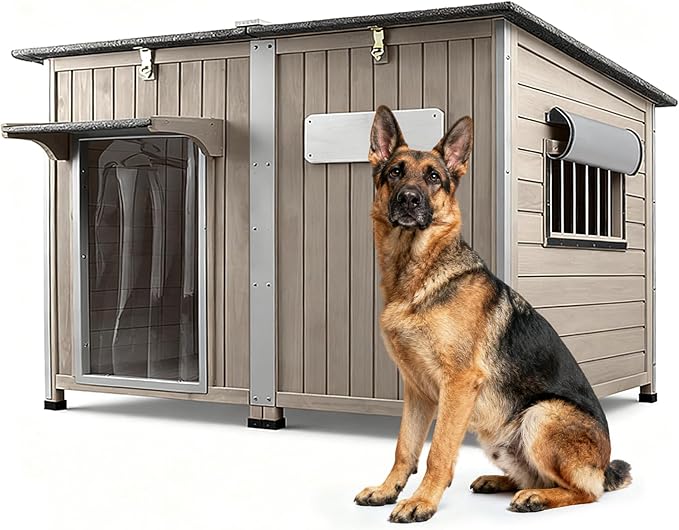Ketive 55"L Dog House Outdoor Large Breed Extra XL Wooden Dog House by Ketive