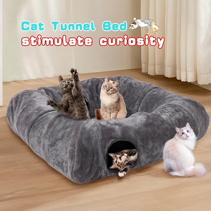 CLKHOWL Cat Tunnel Bed for Indoor Cats, Washable & Detachable Cat Bed, Cute - Image 3