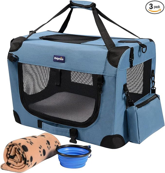 Petprsco Portable Collapsible Dog Crate, Travel Dog Crate 24x17x17 by Petprsco