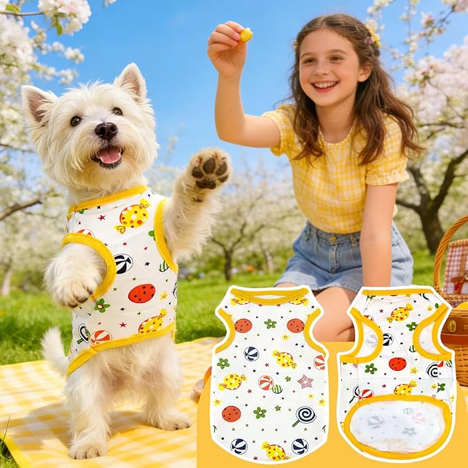 PETCARE Cartoon Dog Shirts for Small Dogs Cute Dog Clothes Yellow Lollipop - Image 6