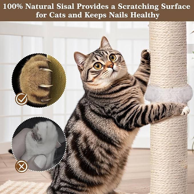 PAROTO Tall Cat Scratching Post, 33 Inch Sisal Cat Tree Tower Scratcher - Image 7