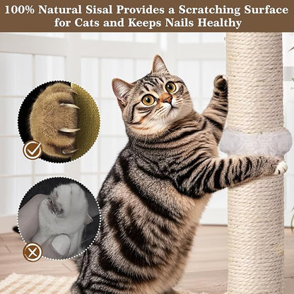 PAROTO Tall Cat Scratching Post, 33 Inch Sisal Cat Tree Tower Scratcher - Image 7