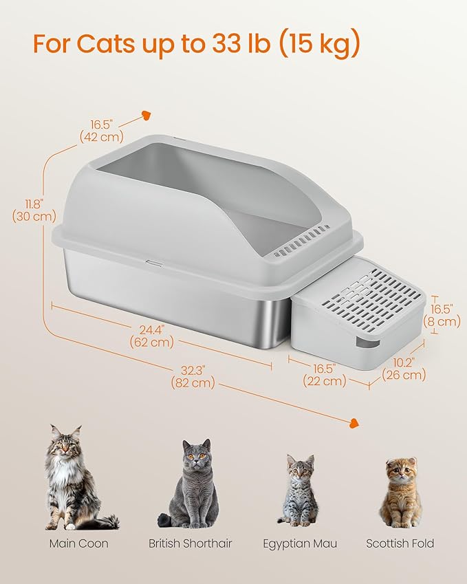 Feandrea Stainless Steel Cat Litter Box - Image 6