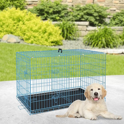 BestPet | Dog Crate | 24" | Blue | Foldable Metal Kennel - Image 2