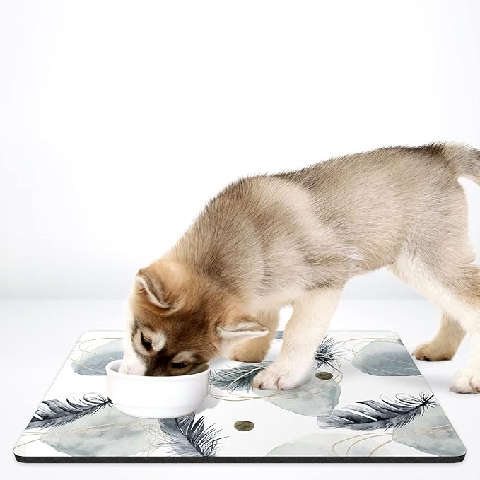 Rnivvi Dog Food Mat, Cute Anti-Slip Rubber Pet Feeding Rug Protect Floors - Image 7