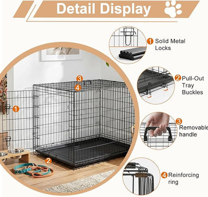 FDW XL Dog Crate 48inch Dog Cage Foldable Metal Kennel - Image 5