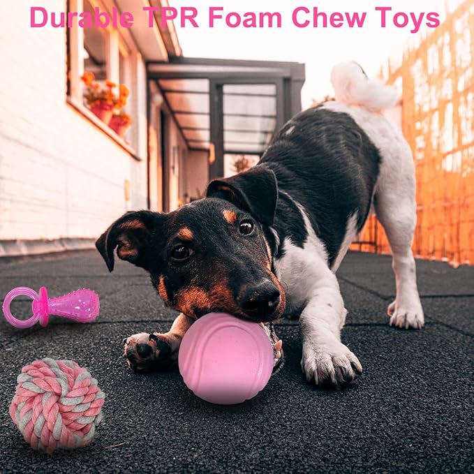 Beiker 20 Pack Pink Puppy Chew Toys - Image 3