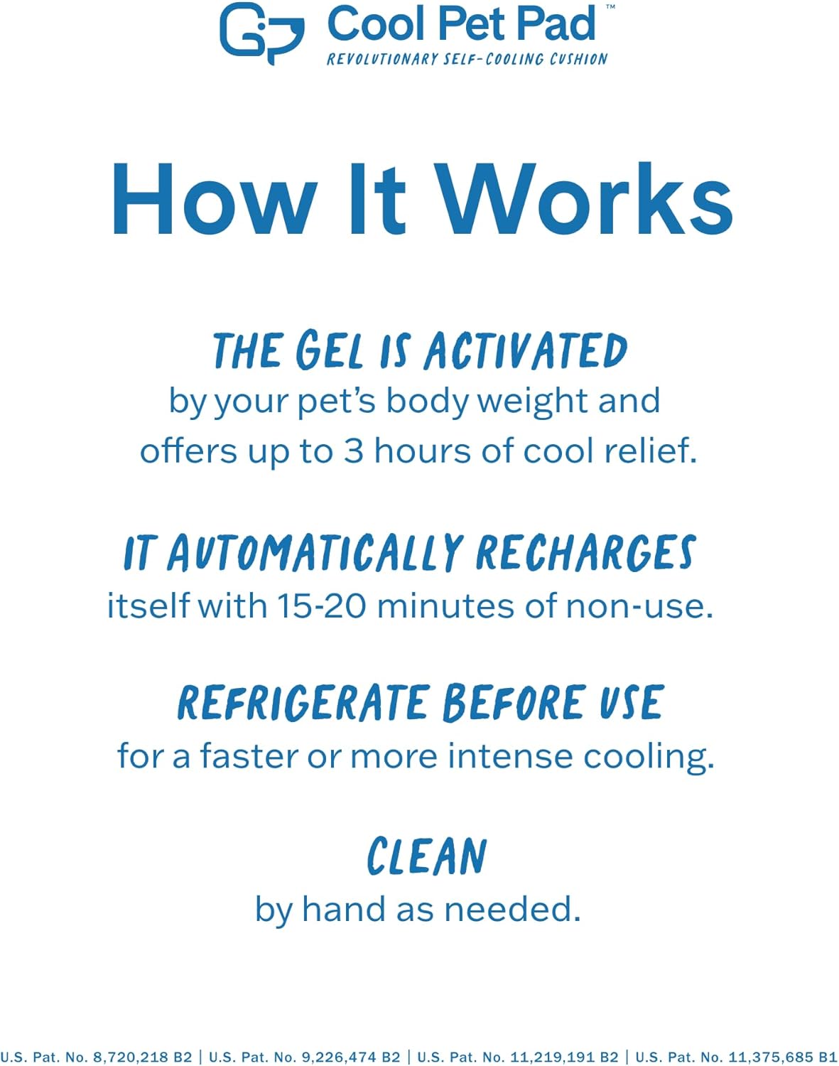 The Green Pet Shop Cool Pet Pad - Large, Blue - Self-Cooling, Pressure Activated Mat for Dogs & Cats from 46-80 lbs - Non-Toxic Gel, No Water Needed