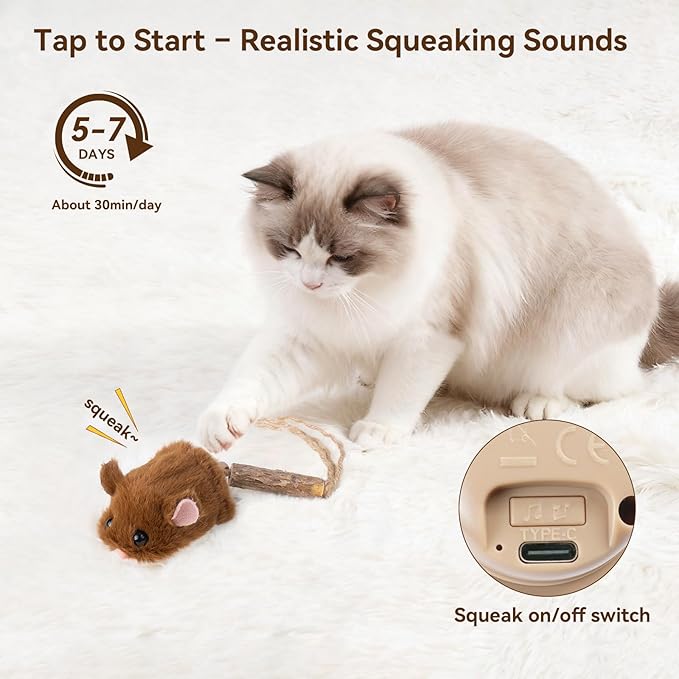 Migipaws Interactive MigiMouse Cat Toy 360° Rolling & Spin - Image 3