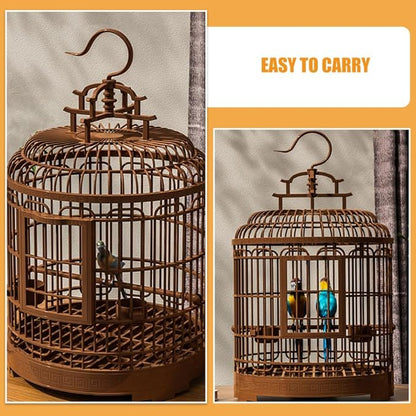 Large Portable Bird Cage Villa for Parrots, Retro Plastic Bird Carrier Travel - Image 9