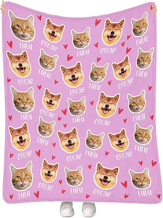 Personalized Pet Faces & Names Blanket by Artsadd