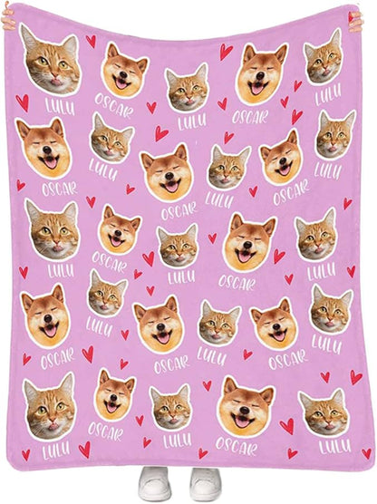 Personalized Pet Faces & Names Blanket by Artsadd
