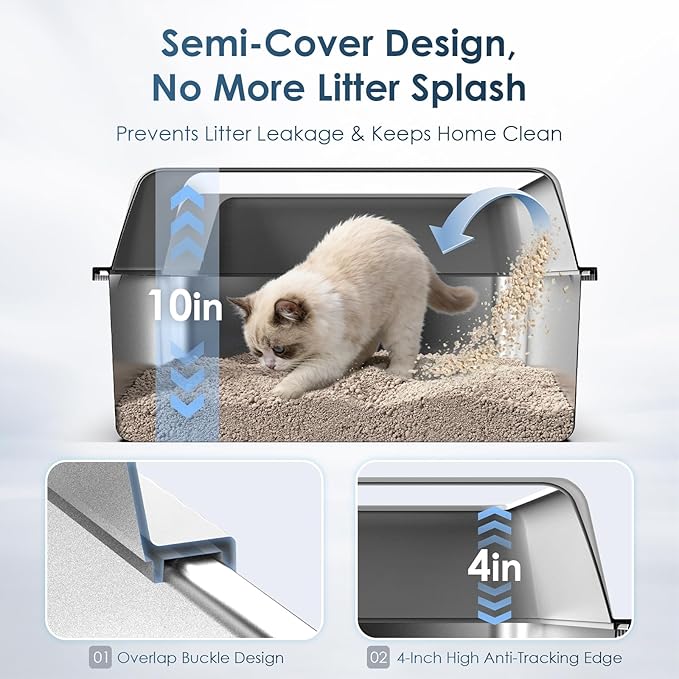 Suzzipaws 17.3"x13.4"x15" Stainless Steel Cat Litter Box - Image 2