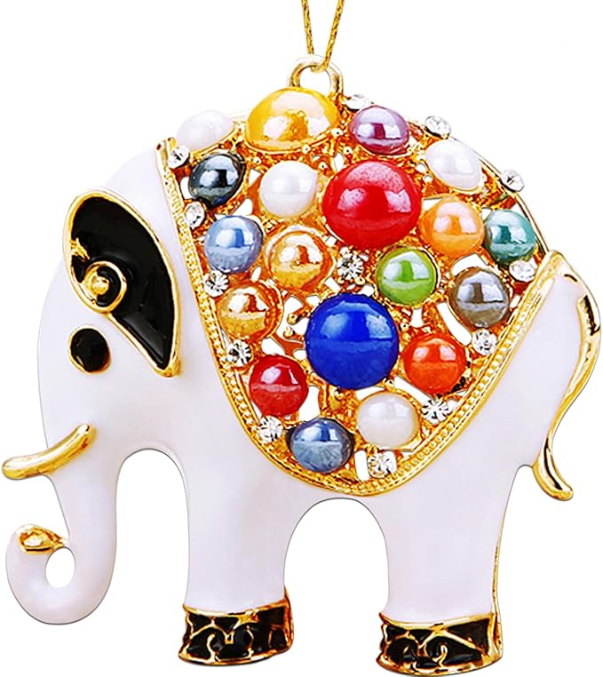 White Elephant Ornament, Metal Elephants by JUNQIUUS
