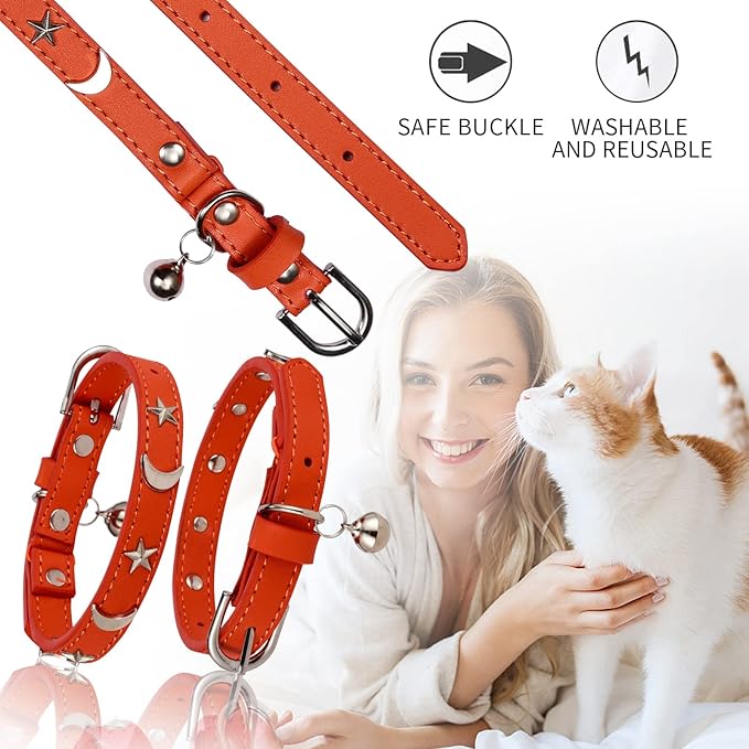 CHUKCHI Leather Cat Collars for Boy Girl Cats - Image 4