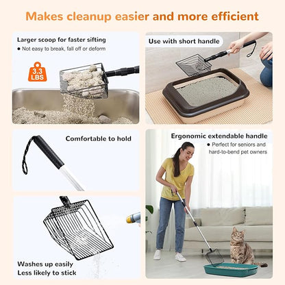 Metal Cat Litter Scoop with Holder, Solid & Durable, Deep Shovel - Image 4