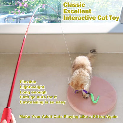MeoHui Cat Toys for Indoor Cats, Interactive Cat Toy 2PCS Retractable Wand Toy - Image 2