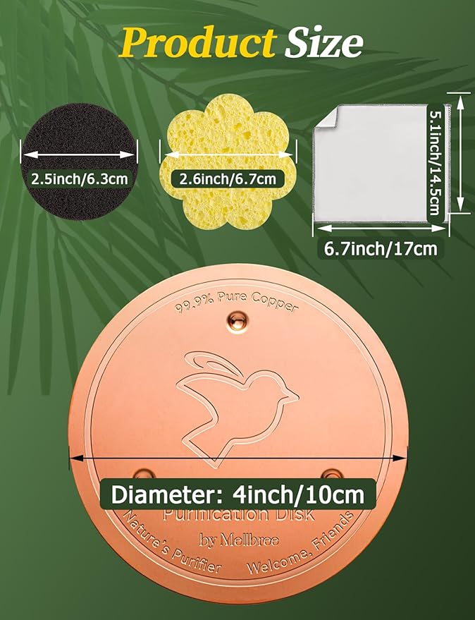 Mellbree Bird Bath Copper Disk & Clean Set, 0.6mm Reinforced 99.99% Pure Copper - Image 3