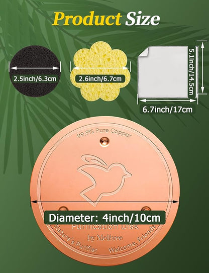 Mellbree Bird Bath Copper Disk & Clean Set, 0.6mm Reinforced 99.99% Pure Copper - Image 3