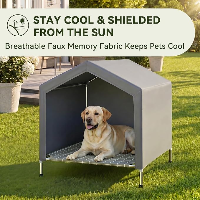 Elevated Dog House for Medium Dogs, Weather-Resistant Stainless Steel Frame & - Image 2