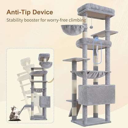 Heybly Tall Cat Tree for Large Cat, 80-inch Multi-Level Cat Tower for Indoor - Image 6