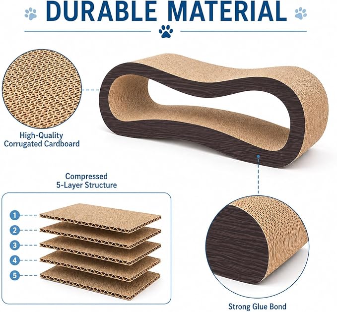 2 in 1 Large Cardboard Cat Scratcher Lounger，Cat Scratching Board - Image 7