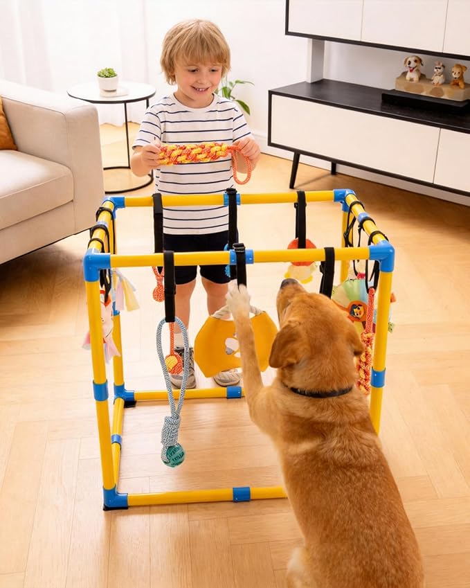 Puppy Play Gym for Small Dogs, 23.6"x 23.6" Large Indoor Dog Jungle Gym - Image 8