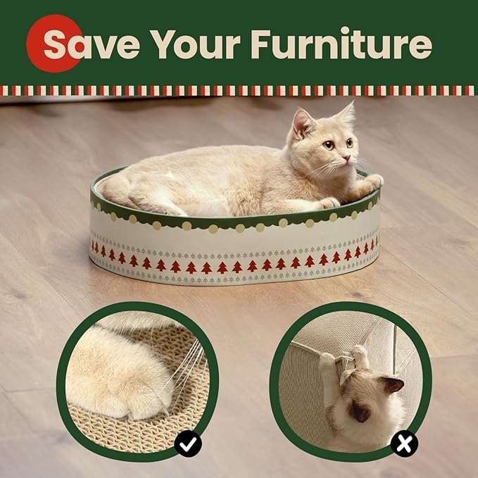 Conlun Cat Scratcher Bed, 2 in 1 Oval Cat Scratching Board - Image 5