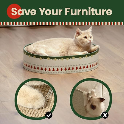 Conlun Cat Scratcher Bed, 2 in 1 Oval Cat Scratching Board - Image 5
