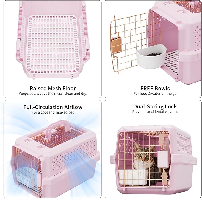 RIZZARI Portable Cat Carrier for Small Cats & Dogs:Secure Hard-Sided Pet Carrier - Image 7