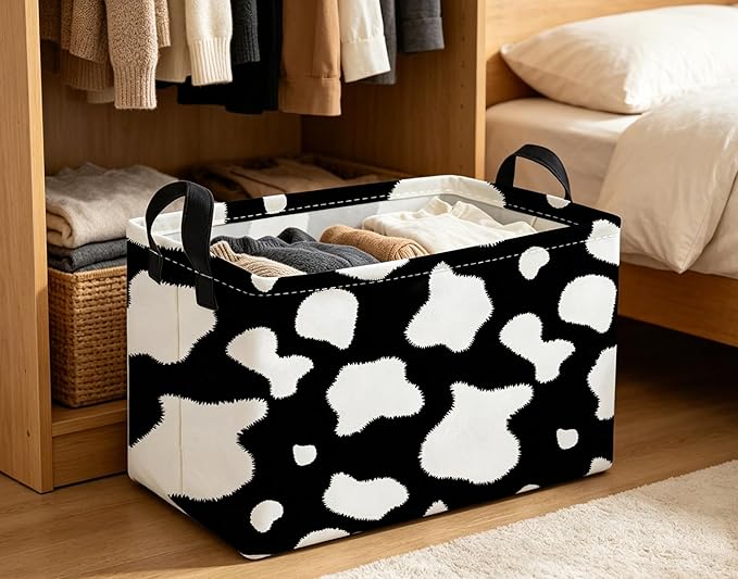 Essme Rectangular Cow Basket, Kids Storage Bins Organizer - Image 5