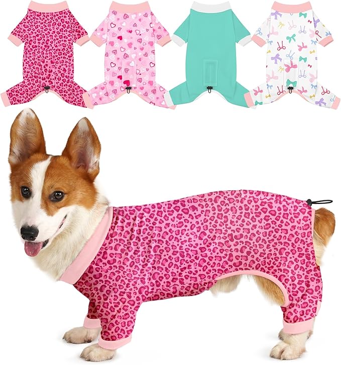 Bienbee Dog Pajamas, 4 Pack Dog Recovery Suit Shedding Suit Cute Soft Puppy by Bienbee