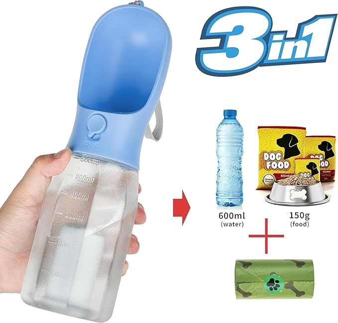 Dog Water Bottle with Food Container, Portable Pet Dog Water Dispenser - Image 5