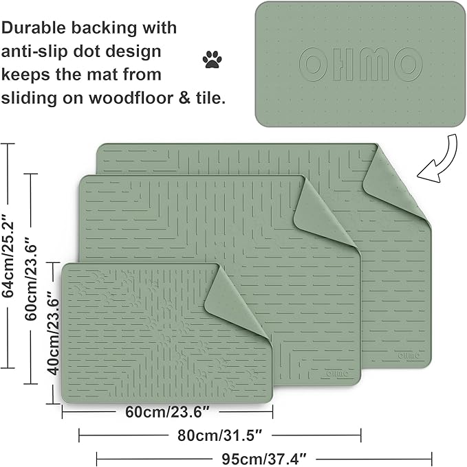 OHMO Cat Litter Mat Large Trapping Mat Premium Silicone Rubber 31.5x23.6 Sage - Image 5