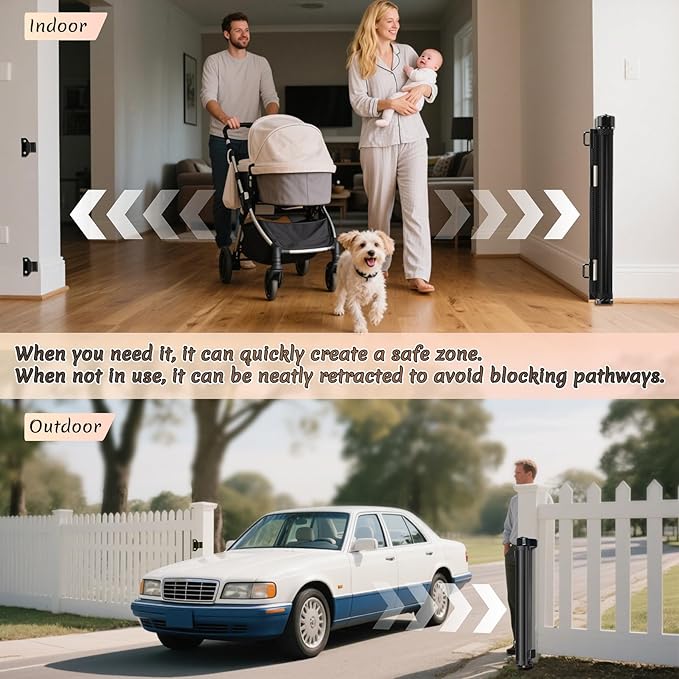 Miumoon 200 inch Retractable Baby Gates 37 inch Tall, Retractable Gate - Image 5