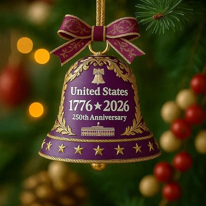 6 Pcs United States 250th Anniversary Bell Ornament Vintage-Style Metal - Image 3