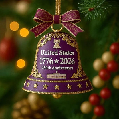 6 Pcs United States 250th Anniversary Bell Ornament Vintage-Style Metal - Image 3