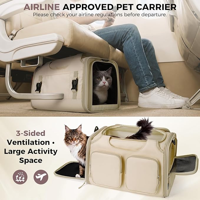 Dog, Cat Carrier for Pets Up to 12 Lbs, Airline Approved Collapsible Soft-Sided - Image 4
