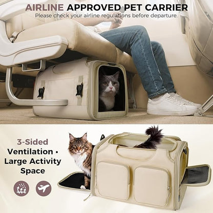 Dog, Cat Carrier for Pets Up to 12 Lbs, Airline Approved Collapsible Soft-Sided - Image 4