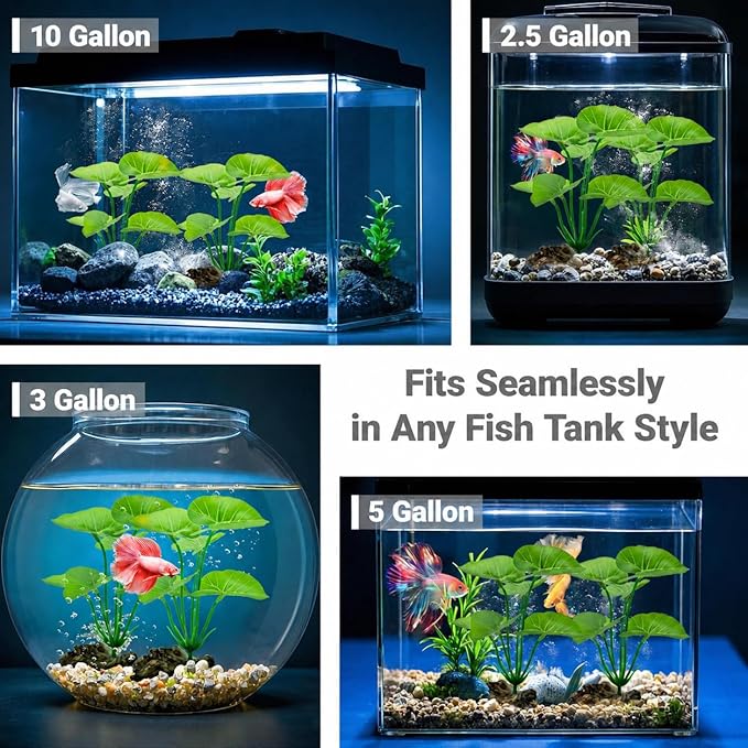 2-Pack Aquarium Decor Fish Tank Decorations 6-inch Betta Fish Tank Plants Leaf - Image 2