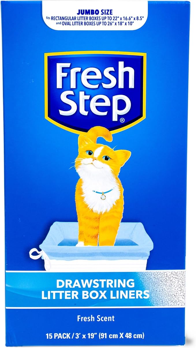 Fresh Step Jumbo Drawstring Cat Litter Box Liners Scented Heavy Duty Kitty by FreshStep
