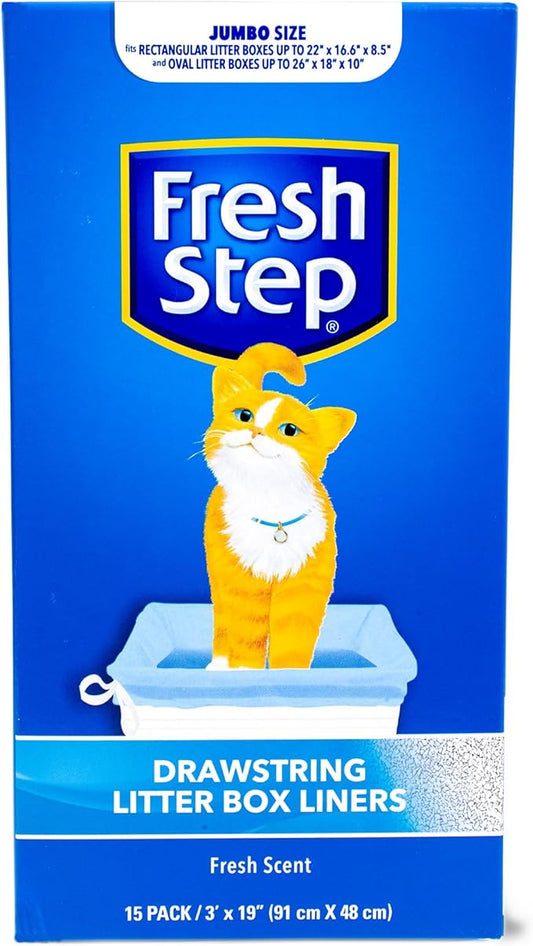 Fresh Step Jumbo Drawstring Cat Litter Box Liners Scented Heavy Duty Kitty by FreshStep