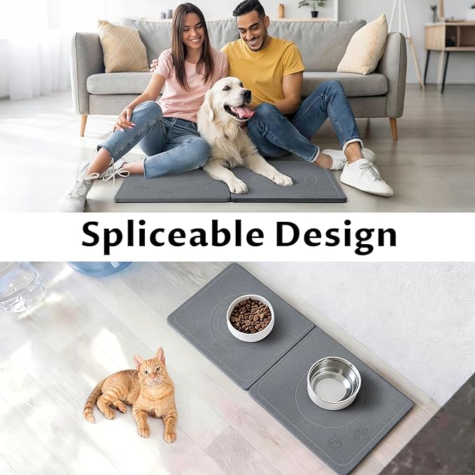Stone Dog & Cat Food Mat, Bite-Proof Non-Slip Large Diatomaceous Pet Feeding Mat - Image 6