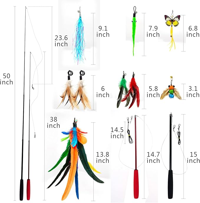 miwoowim Cat Toys Interactive for Indoor Cats, Fishing Pole Toy, Retractable - Image 3