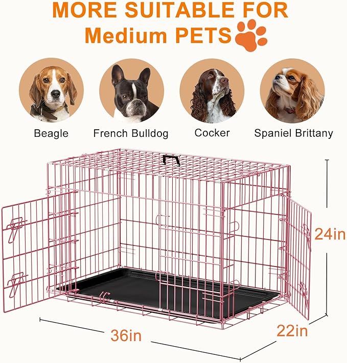 FDW Dog Crate 36inch Dog Cage Foldable Metal Kennel - Image 7
